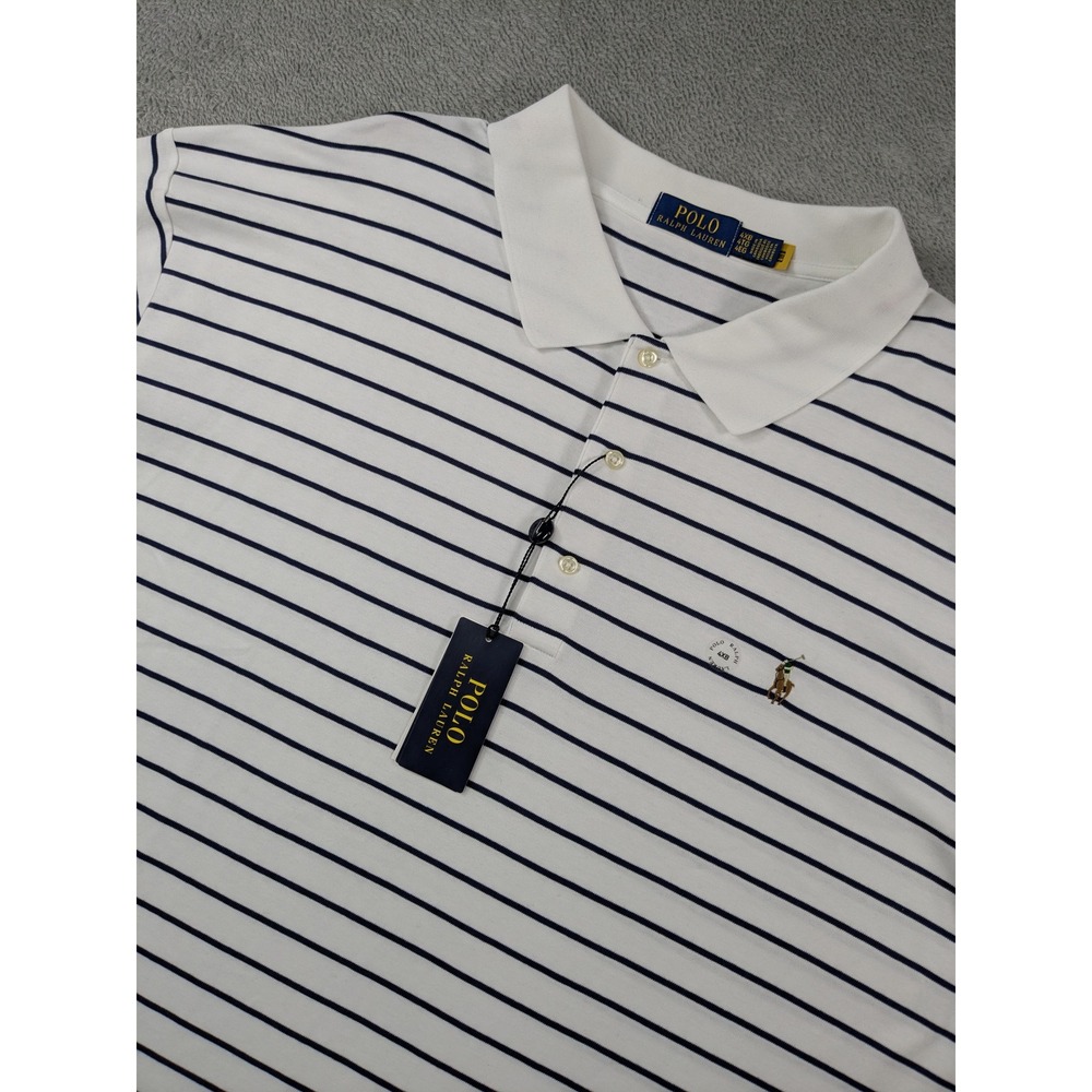 Polo Ralph Lauren Mens Striped Polo Shirt White Navy 4XB 711869587004